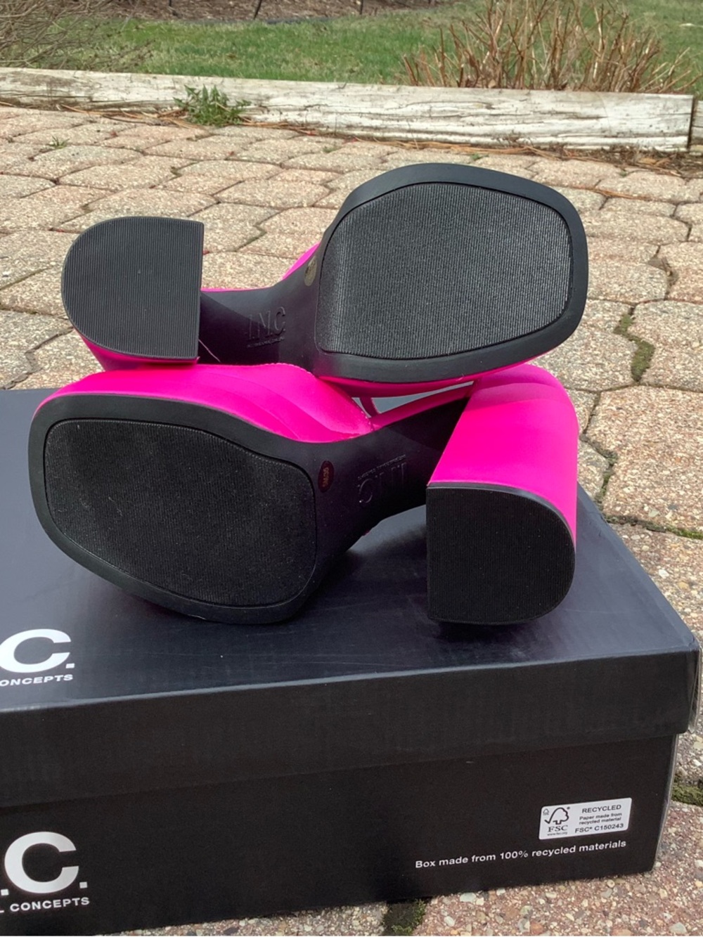 INC International Concepts Hot Pink Platform Ankle-Strap Sandals - Picture 3 of 4